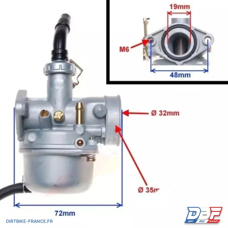 Carburateur jinke pz22 avec starter à câble, Dirt Bike France - Photo N°7