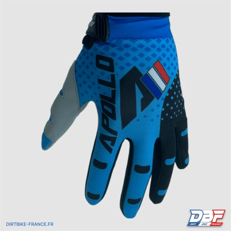 Gants cross apollo skin Bleu S, Dirt Bike France - Photo N°1