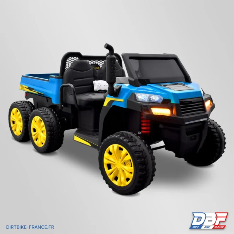 Tracteur électrique enfant 6×6 avec benne basculante Bleu, Dirt Bike France - Photo N°1